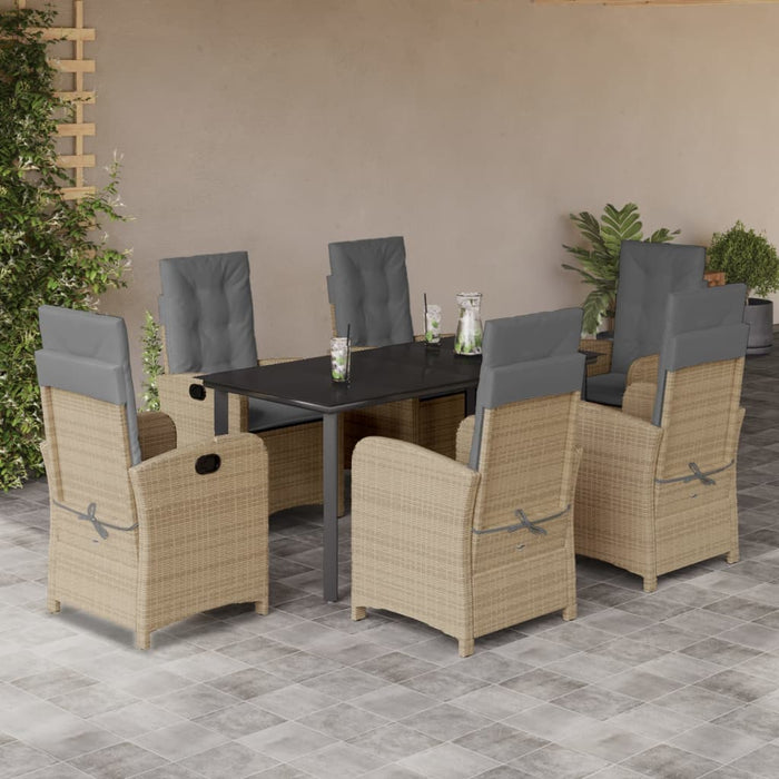 Set mobilier pentru grădină, 7 piese, cu perne, bej, poliratan WALTI