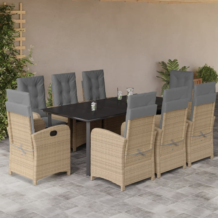 Set de masă pentru grădină, 9 piese, cu perne, bej, poliratan - WALTI WALTI