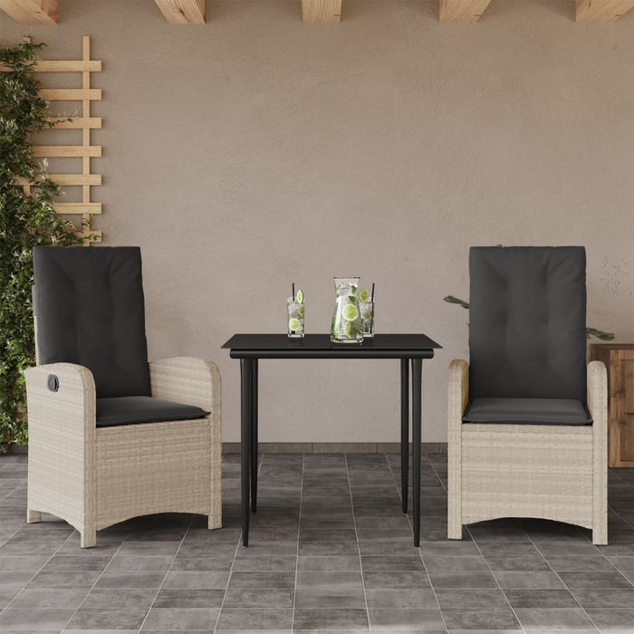 Set mobilier de grădină cu perne, 3 piese,gri deschis,poliratan - WALTI WALTI