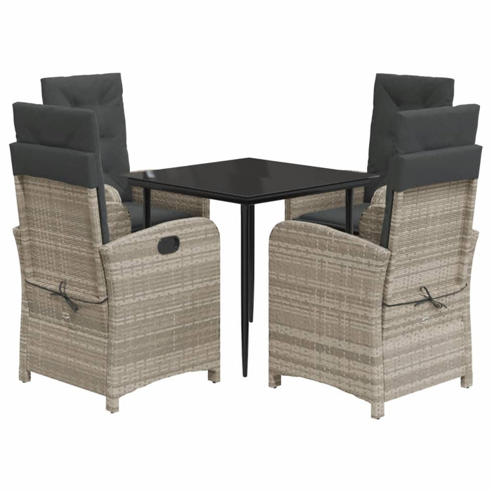 Set mobilier de grădină cu perne, 5 piese gri deschis poliratan WALTI