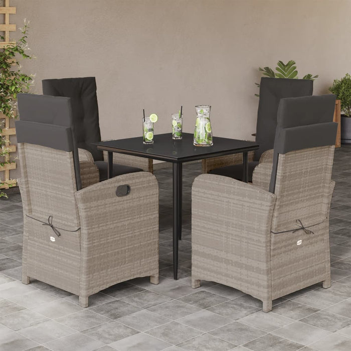 Set mobilier de grădină cu perne, 5 piese gri deschis poliratan WALTI