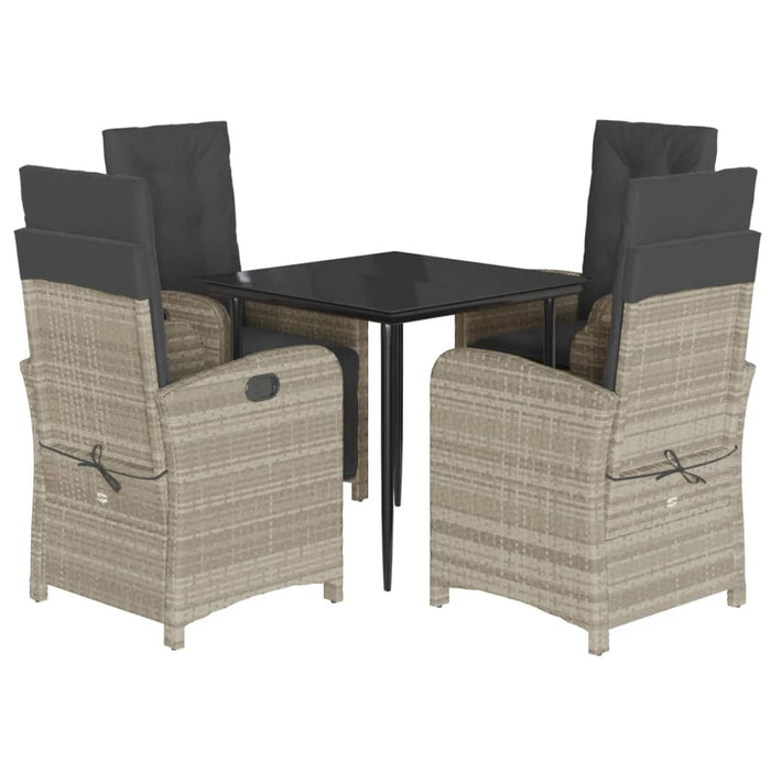 Set mobilier de grădină cu perne, 5 piese gri deschis poliratan - WALTI WALTI