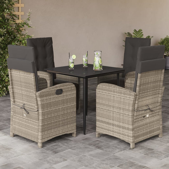Set mobilier de grădină cu perne, 5 piese gri deschis poliratan - WALTI WALTI
