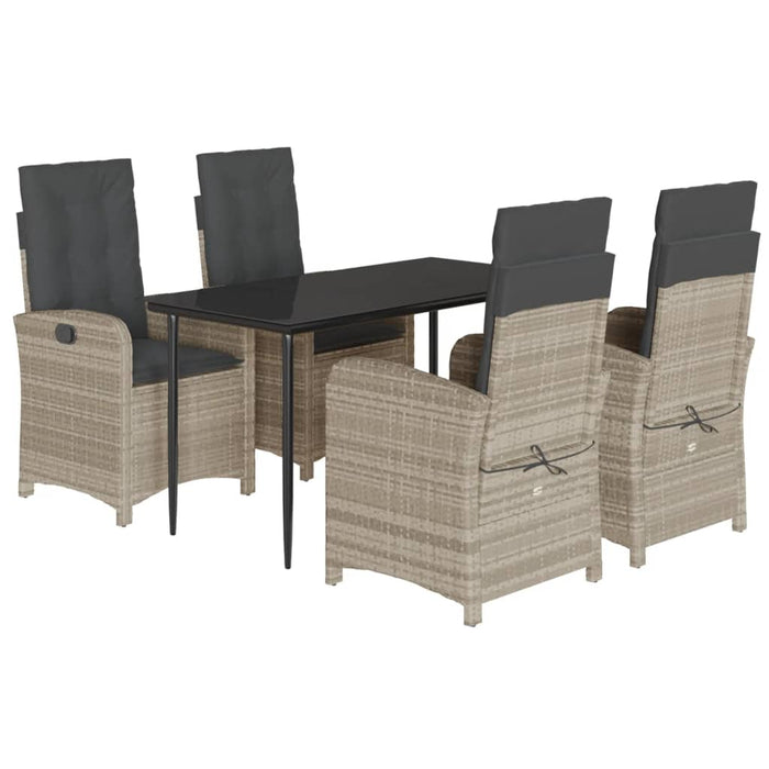 Set mobilier de grădină cu perne, 5 piese gri deschis poliratan - WALTI WALTI
