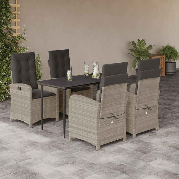 Set mobilier de grădină cu perne, 5 piese gri deschis poliratan - WALTI WALTI