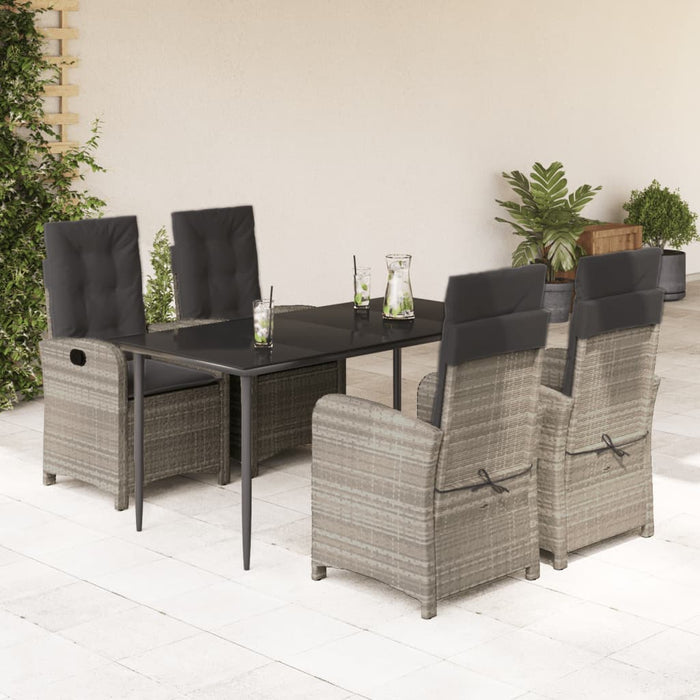 Set mobilier de grădină cu perne, 5 piese gri deschis poliratan - WALTI WALTI