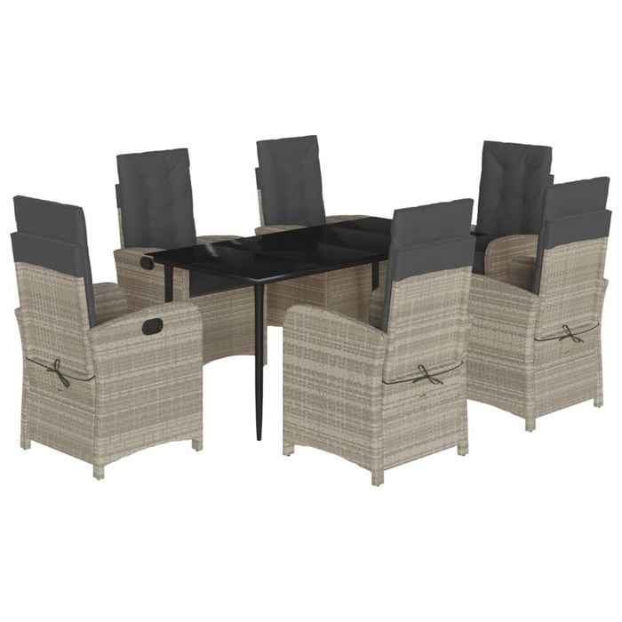 Set mobilier de grădină cu perne, 7 piese gri deschis poliratan - WALTI WALTI