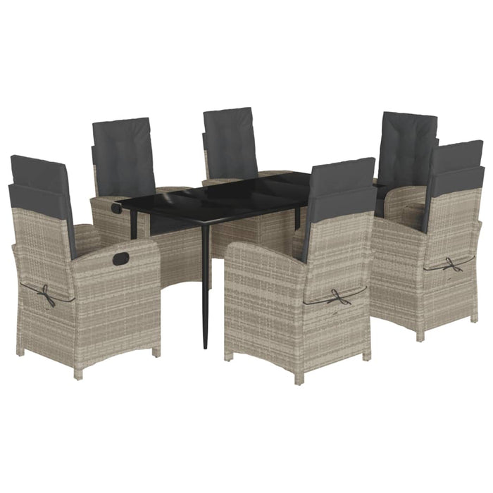 Set mobilier de grădină cu perne, 7 piese gri deschis poliratan WALTI