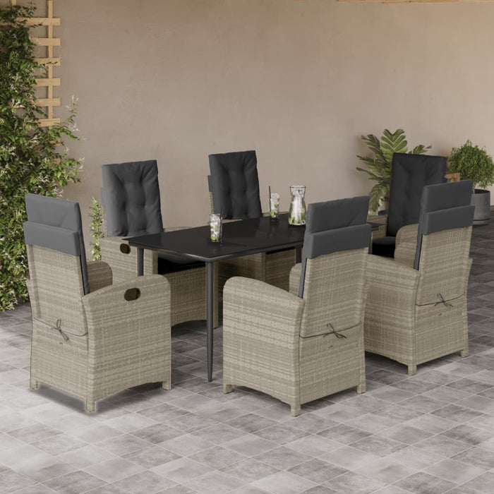 Set mobilier de grădină cu perne, 7 piese gri deschis poliratan WALTI