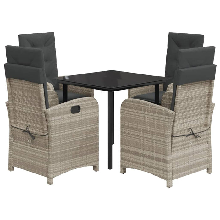 Set mobilier de grădină cu perne, 5 piese gri deschis poliratan - WALTI WALTI