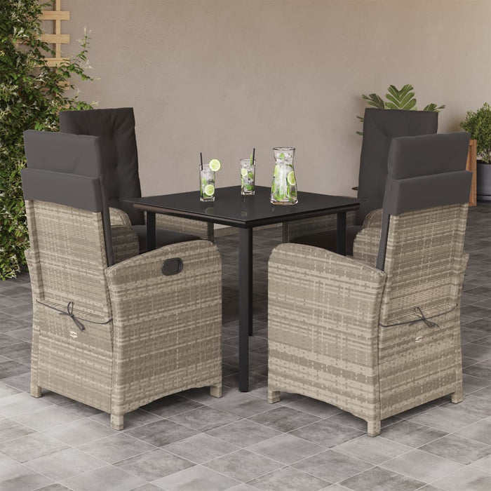 Set mobilier de grădină cu perne, 5 piese gri deschis poliratan - WALTI WALTI