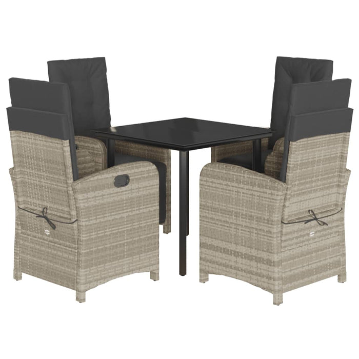 Set mobilier de grădină cu perne, 5 piese gri deschis poliratan - WALTI WALTI