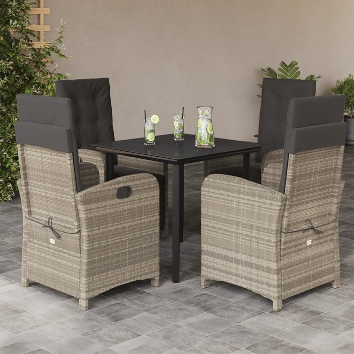 Set mobilier de grădină cu perne, 5 piese gri deschis poliratan - WALTI WALTI