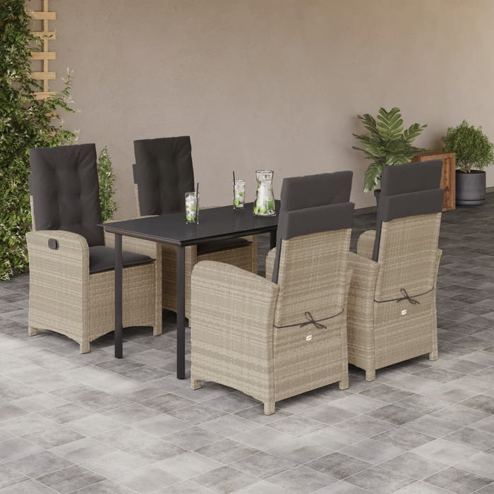Set mobilier de grădină cu perne, 5 piese gri deschis poliratan - WALTI WALTI