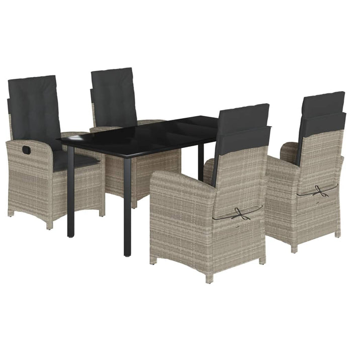 Set mobilier de grădină cu perne, 5 piese gri deschis poliratan - WALTI WALTI