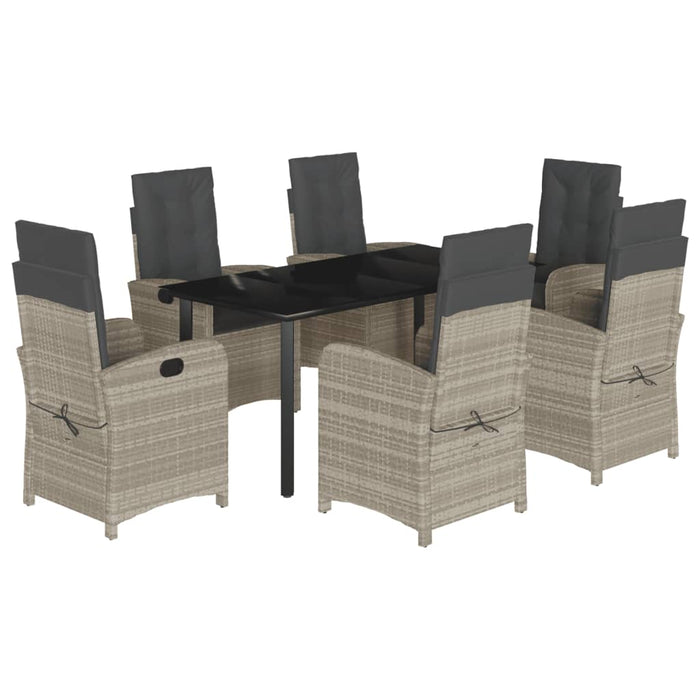 Set mobilier de grădină cu perne, 7 piese gri deschis poliratan WALTI
