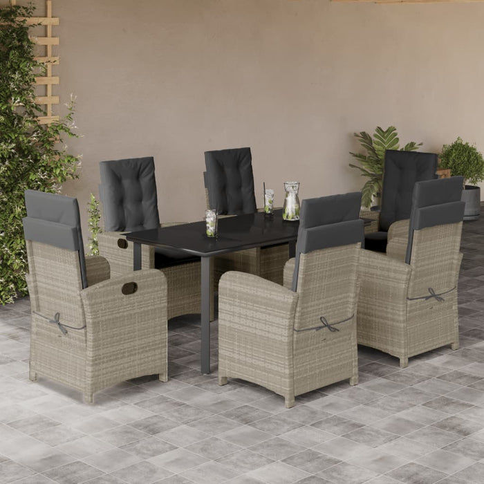 Set mobilier de grădină cu perne, 7 piese gri deschis poliratan WALTI