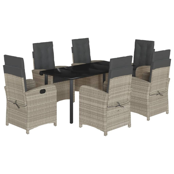 Set mobilier de grădină cu perne, 7 piese gri deschis poliratan - WALTI WALTI