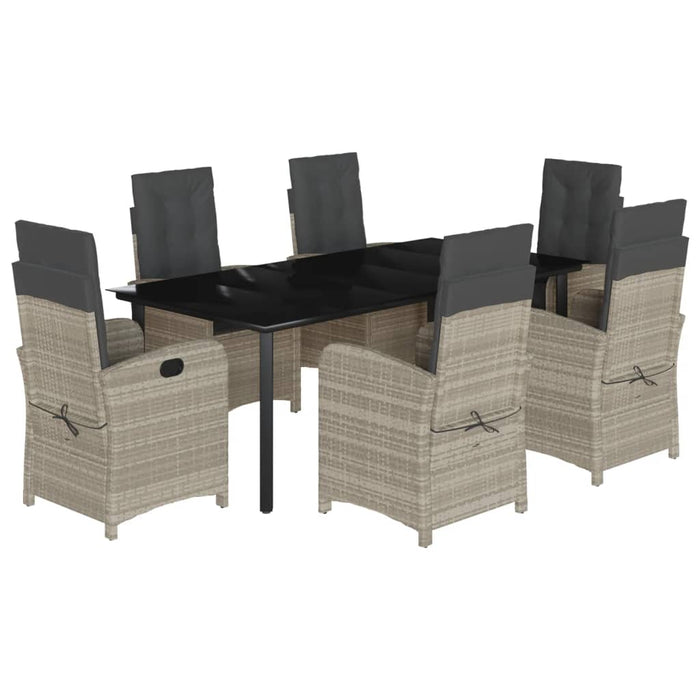 Set mobilier de grădină cu perne, 7 piese gri deschis poliratan - WALTI WALTI