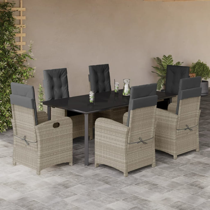 Set mobilier de grădină cu perne, 7 piese gri deschis poliratan - WALTI WALTI