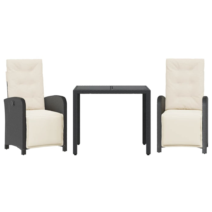 Set bistro cu perne, 3 piese, negru, poliratan - WALTI WALTI