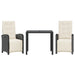 Set bistro cu perne, 3 piese, negru, poliratan - WALTI WALTI