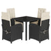 Set mobilier de grădină cu perne, 5 piese, negru, poliratan - WALTI WALTI