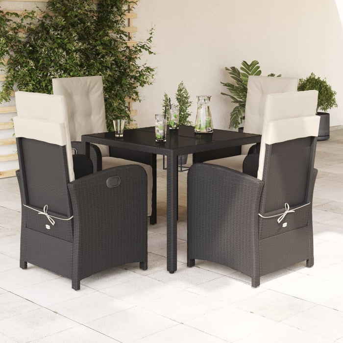 Set mobilier de grădină cu perne, 5 piese, negru, poliratan - WALTI WALTI