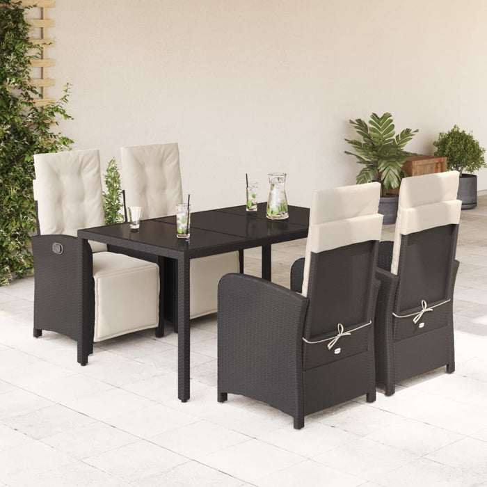 Set mobilier de grădină cu perne, 5 piese, negru, poliratan - WALTI WALTI