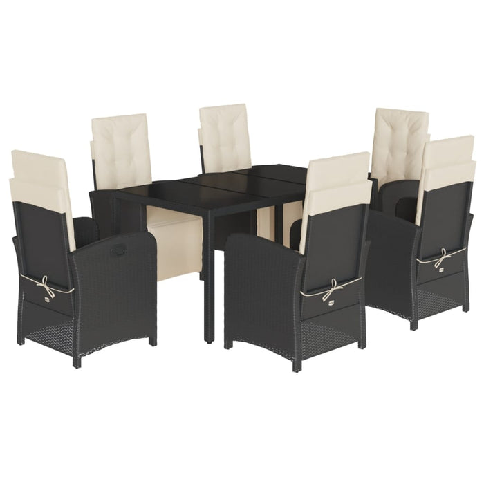 Set mobilier de grădină cu perne, 7 piese, negru, poliratan - WALTI WALTI