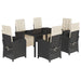Set mobilier de grădină cu perne, 7 piese, negru, poliratan - WALTI WALTI