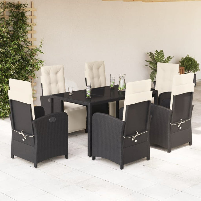 Set mobilier de grădină cu perne, 7 piese, negru, poliratan - WALTI WALTI