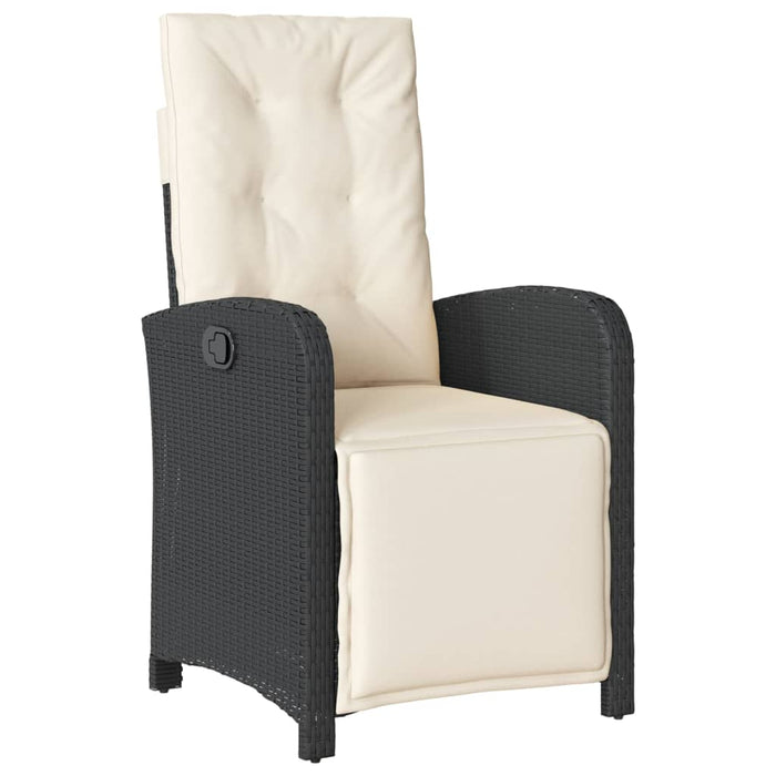 Set mobilier de grădină cu perne, 7 piese, negru, poliratan WALTI
