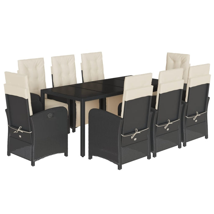 Set mobilier de grădină cu perne, 9 piese, negru, poliratan - WALTI WALTI