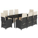 Set mobilier de grădină cu perne, 9 piese, negru, poliratan - WALTI WALTI