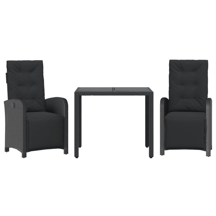Set bistro cu perne, 3 piese, negru, poliratan - WALTI WALTI
