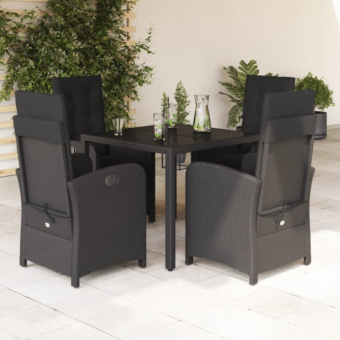 Set mobilier de grădină cu perne, 5 piese, negru, poliratan - WALTI WALTI
