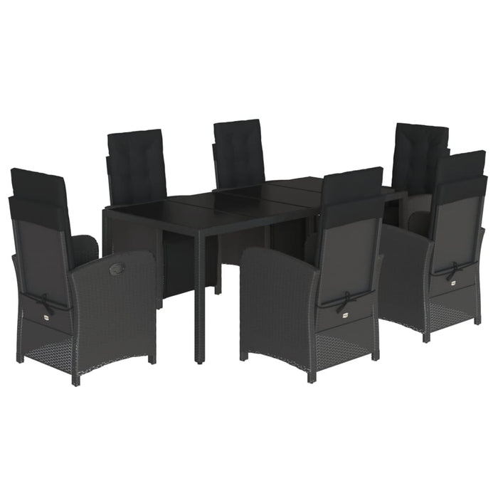 Set mobilier de grădină cu perne, 7 piese, negru, poliratan - WALTI WALTI