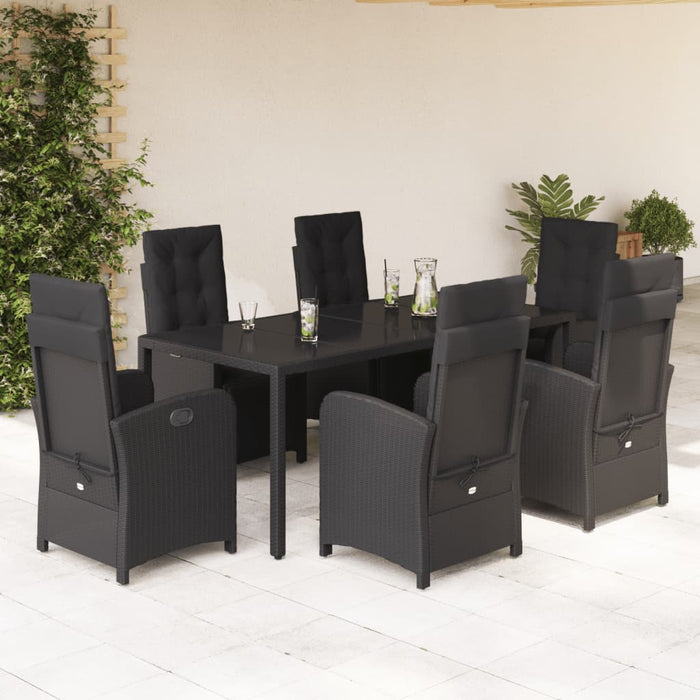 Set mobilier de grădină cu perne, 7 piese, negru, poliratan - WALTI WALTI