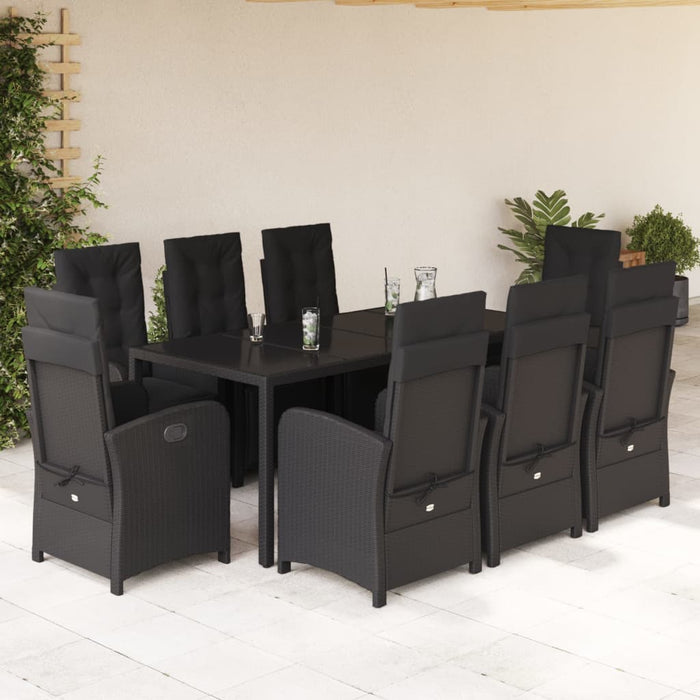 Set mobilier de grădină cu perne, 9 piese, negru, poliratan - WALTI WALTI