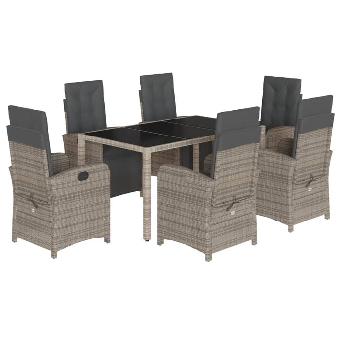 Set mobilier de grădină cu perne, 7 piese, gri, poliratan WALTI