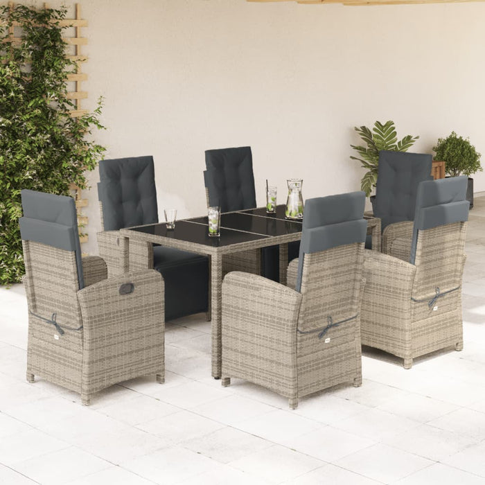 Set mobilier de grădină cu perne, 7 piese, gri, poliratan WALTI