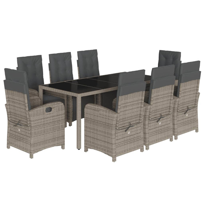 Set mobilier grădină cu perne, 9 piese, gri, poliratan - WALTI WALTI