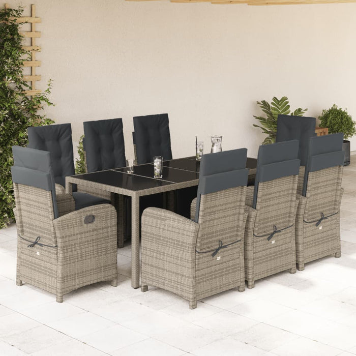 Set mobilier grădină cu perne, 9 piese, gri, poliratan - WALTI WALTI