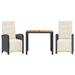 Set bistro cu perne, 3 piese, negru, poliratan - WALTI WALTI