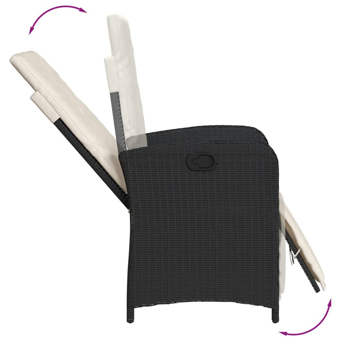 Set bistro cu perne, 3 piese, negru, poliratan - WALTI WALTI