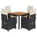 Set mobilier de grădină cu perne, 5 piese, negru, poliratan - WALTI WALTI