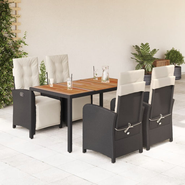 Set mobilier de grădină cu perne, 5 piese, negru, poliratan - WALTI WALTI