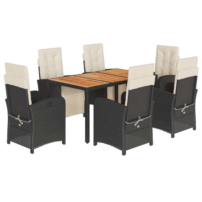 Set mobilier de grădină cu perne, 7 piese, negru, poliratan - WALTI WALTI