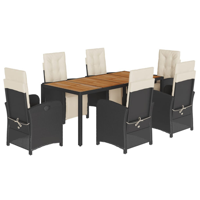 Set mobilier de grădină cu perne, 7 piese, negru, poliratan - WALTI WALTI